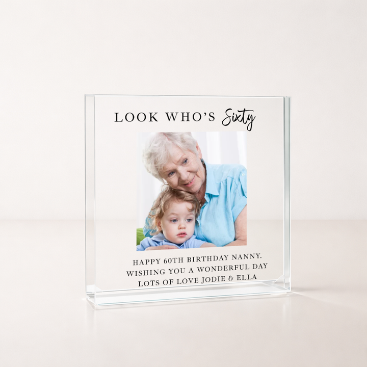 Personalised Photo Acrylic Block 60th Birthday Gift