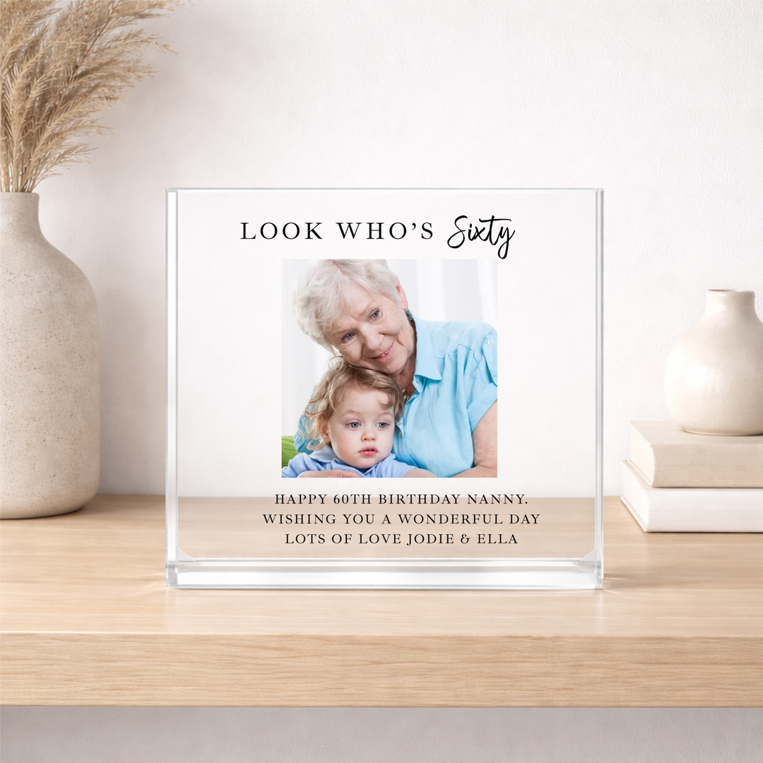 Personalised Photo Acrylic Block 60th Birthday Gift