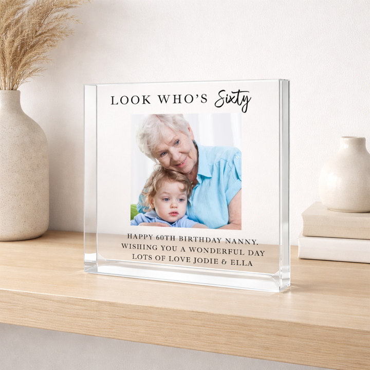 Personalised Photo Acrylic Block 60th Birthday Gift