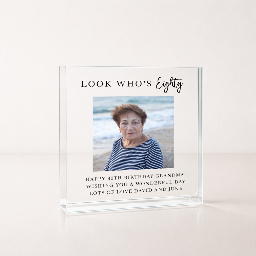 Personalised Photo Acrylic Block 80th Birthday Gift
