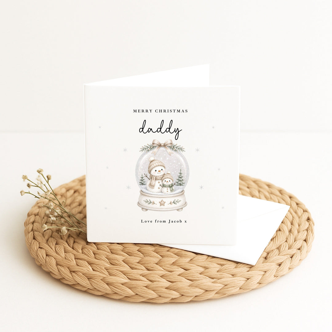 Personalised Snowglobe Happy First Christmas As My Daddy Card