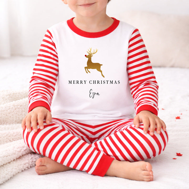 Personalised Gold Reindeer Christmas Pyjamas