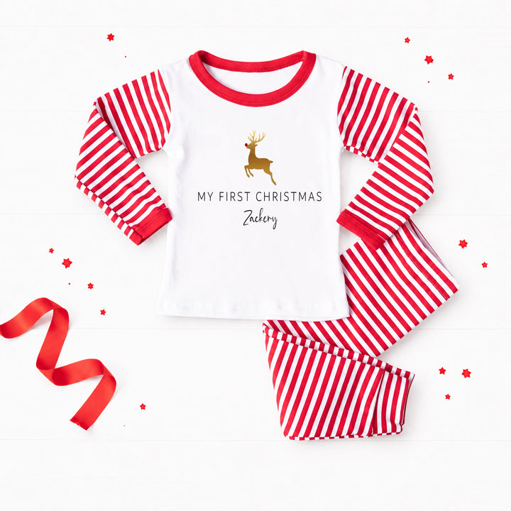 Personalised Gold Reindeer Christmas Pyjamas