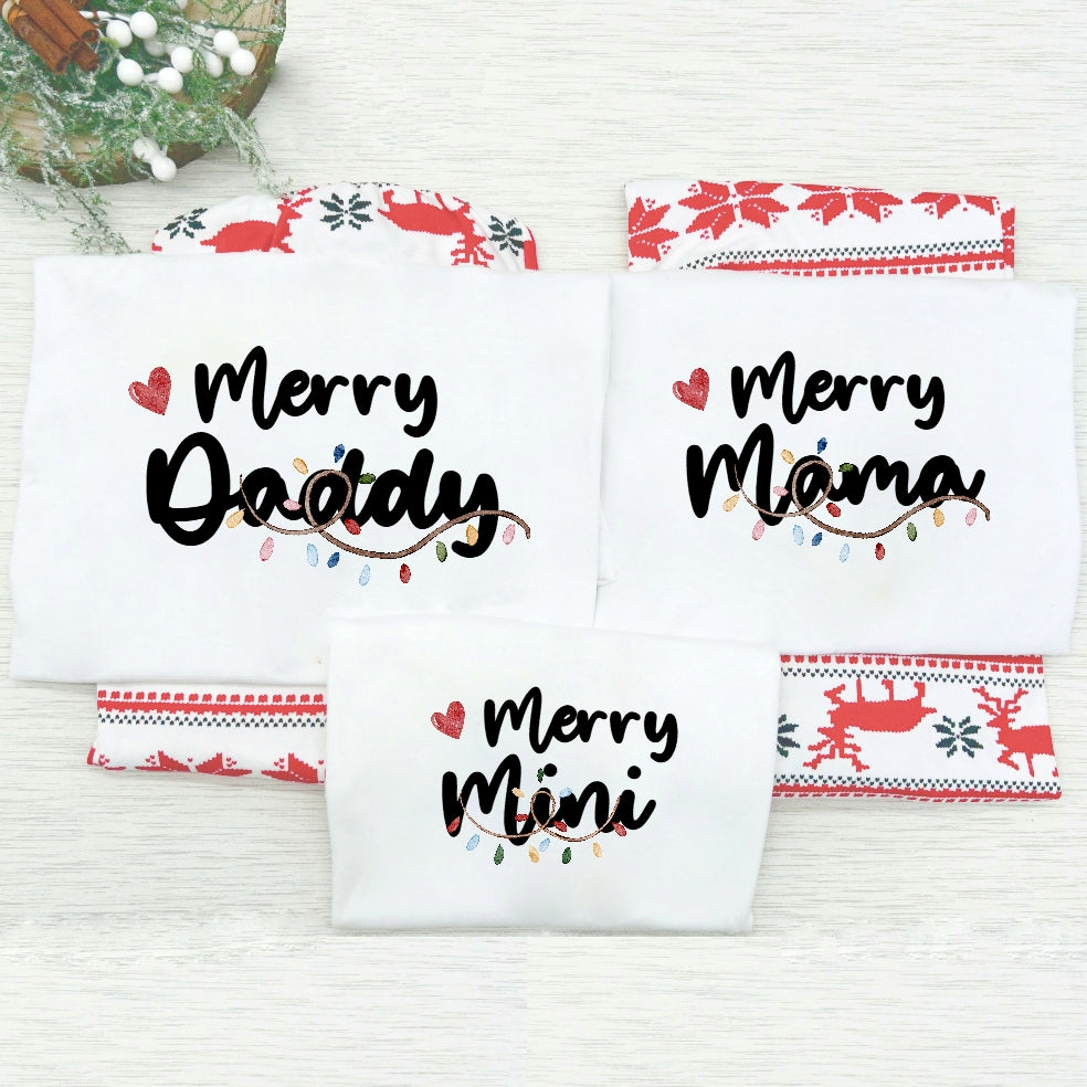 Personalised Merry Family Matching Reindeer Christmas Pyjamas
