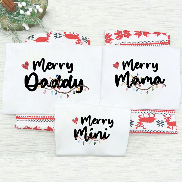 Personalised Merry Family Matching Reindeer Christmas Pyjamas