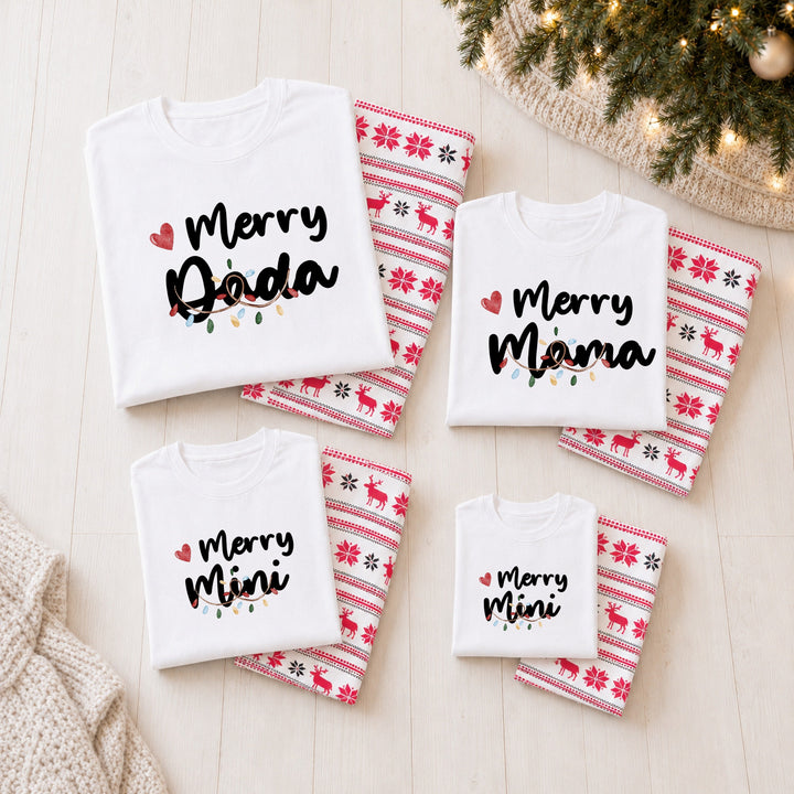 Personalised Merry Family Matching Reindeer Christmas Pyjamas