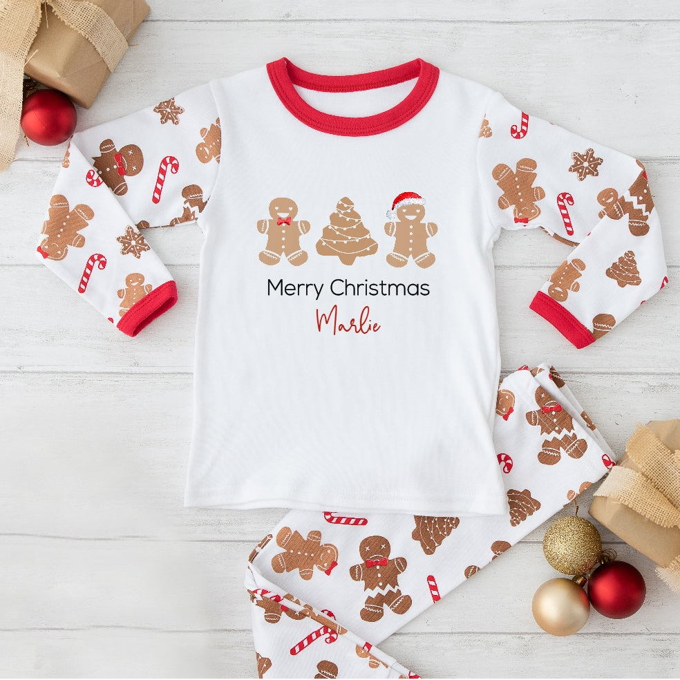 Personalised Gingerbread Trio Merry Christmas Pyjamas