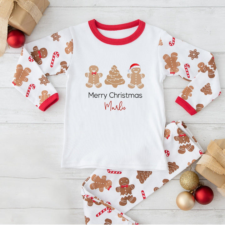 Personalised Gingerbread Trio Merry Christmas Pyjamas