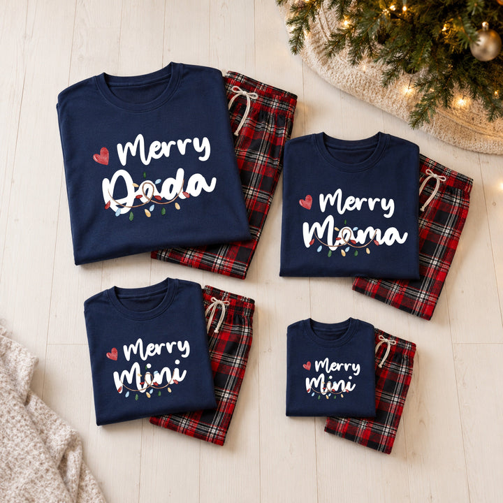 Personalised Family Matching Tartan Merry Christmas Pyjamas