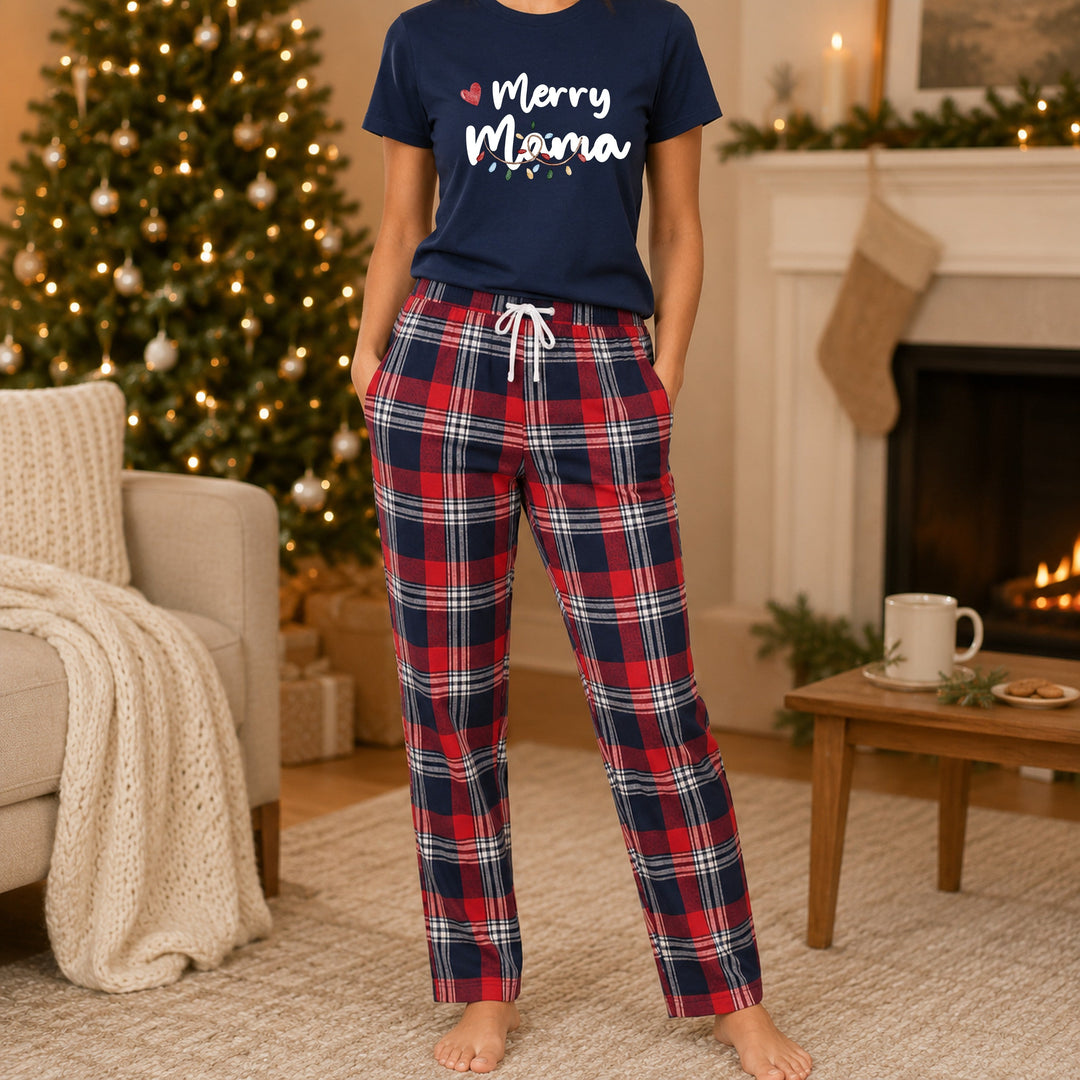 Personalised Family Matching Tartan Merry Christmas Pyjamas