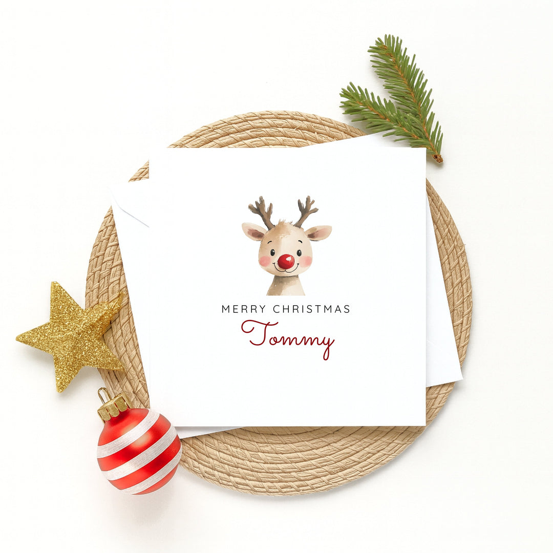 Personalised Merry Christmas Reindeer Christmas Card