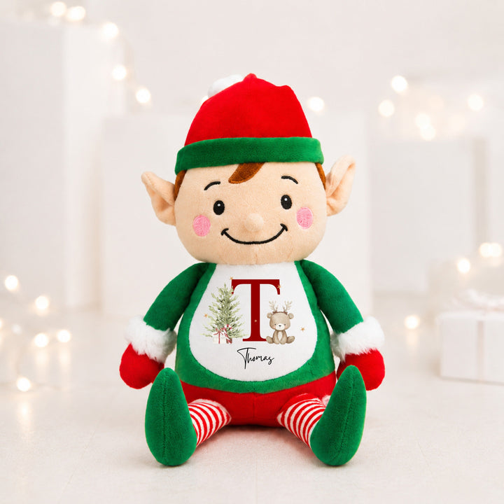Personalised Bear Reindeer Initial My First Christmas Soft Toy