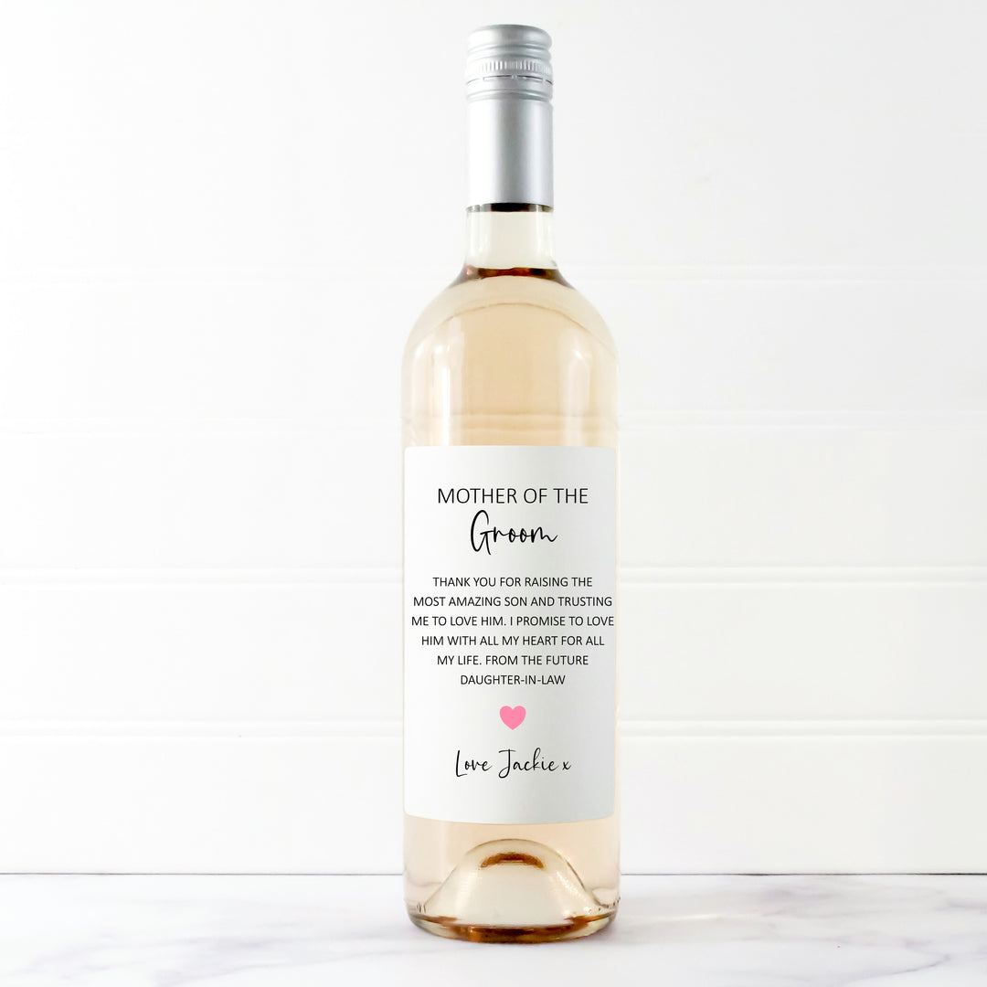 Personalised Thank You Mother Of The Groom Wine Bottle Sticker