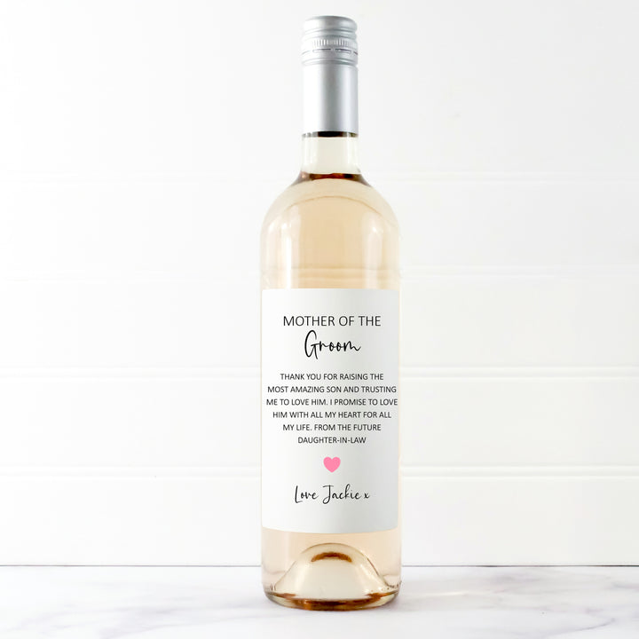 Personalised Thank You Mother Of The Groom Wine Bottle Sticker