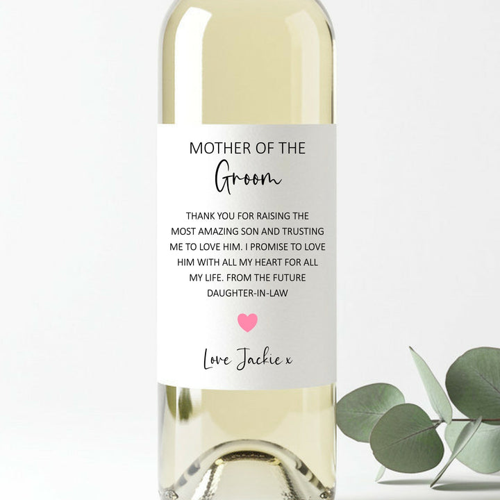 Personalised Thank You Mother Of The Groom Wine Bottle Sticker
