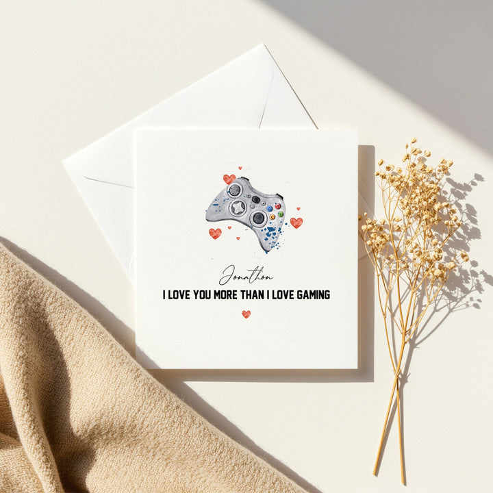 Personalised I Love You More Than Gaming Anniversary Card