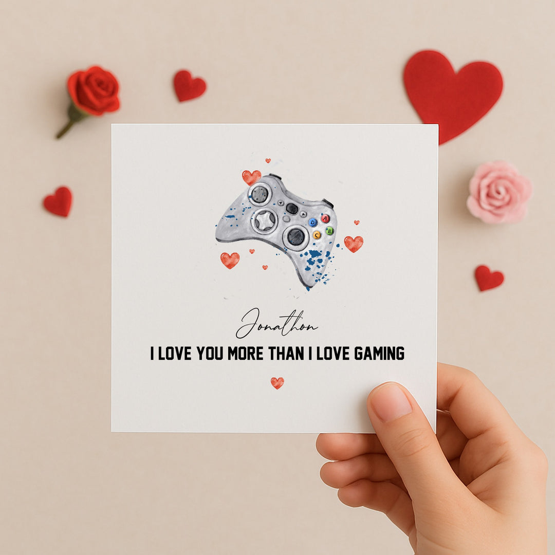Personalised I Love You More Than Gaming Anniversary Card