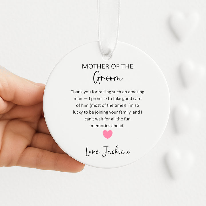 Personalised Thank You Mother Of Groom Keepsake Ornament