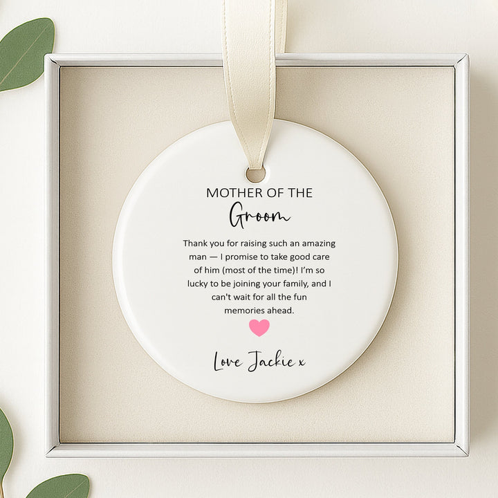 Personalised Thank You Mother Of Groom Keepsake Ornament