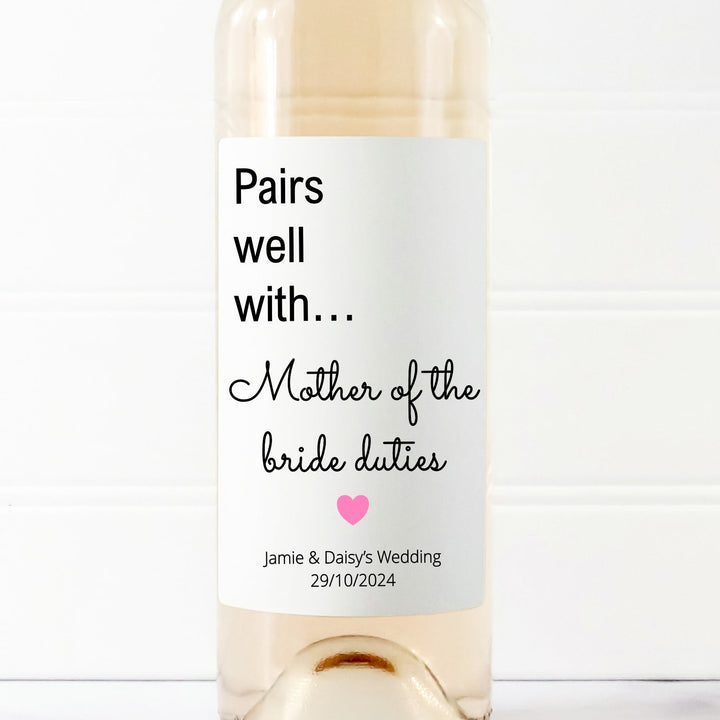 Personalised Mother Of The Bride Wine Bottle Sticker