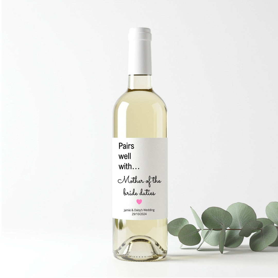 Personalised Mother Of The Bride Wine Bottle Sticker