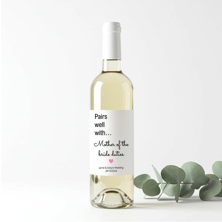Personalised Mother Of The Bride Wine Bottle Sticker