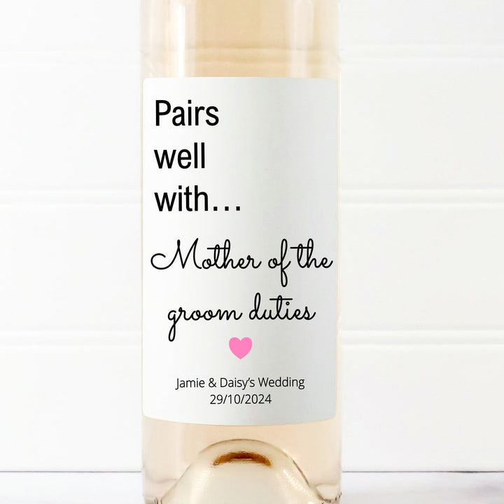 Personalised Mother Of Groom Wine Bottle Sticker