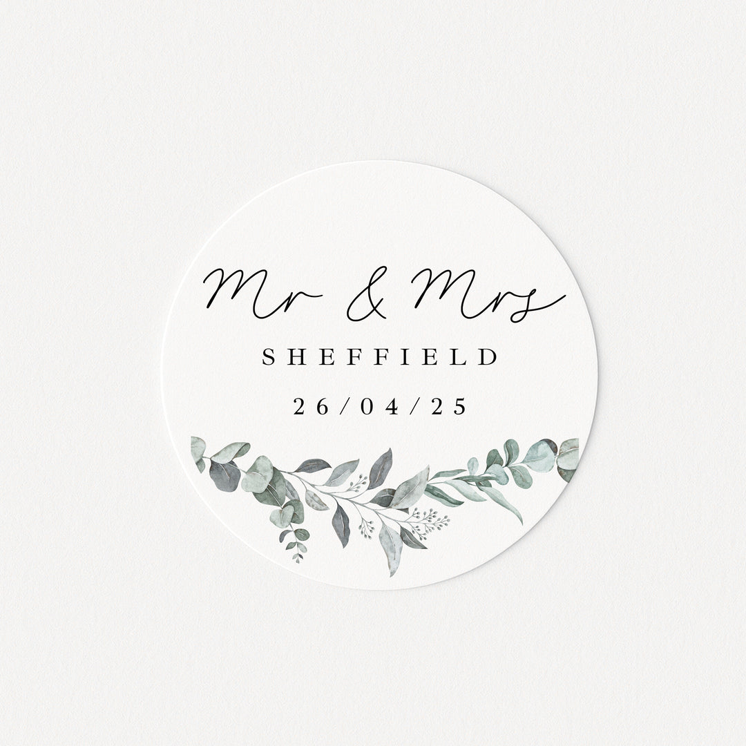 Personalised Green Floral Wedding Favour Bag Stickers