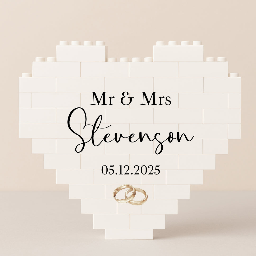 Personalised Wedding Photo Mr &amp; Mrs Rings Building Blocks