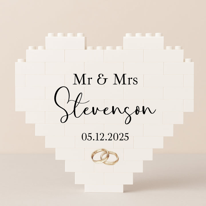 Personalised Wedding Photo Mr &amp; Mrs Rings Building Blocks