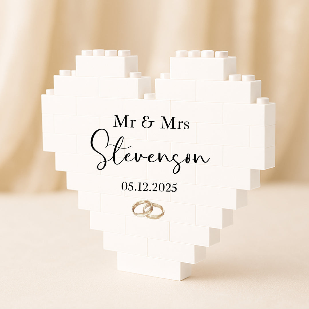 Personalised Wedding Photo Mr &amp; Mrs Rings Building Blocks
