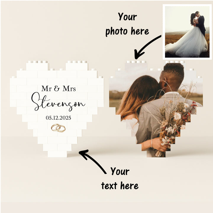 Personalised Wedding Photo Mr &amp; Mrs Rings Building Blocks