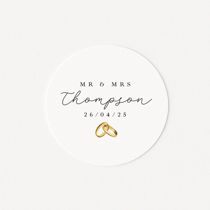 Personalised Gold Rings Wedding Favour Bag Stickers