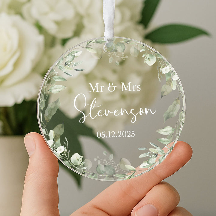 Personalised Floral Wedding Keepsake Ornament