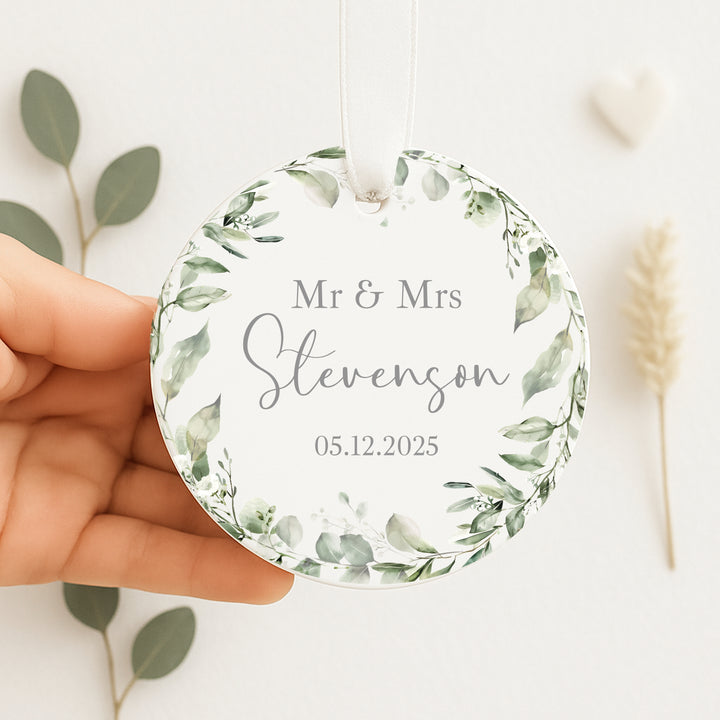 Personalised Floral Wedding Keepsake Ornament