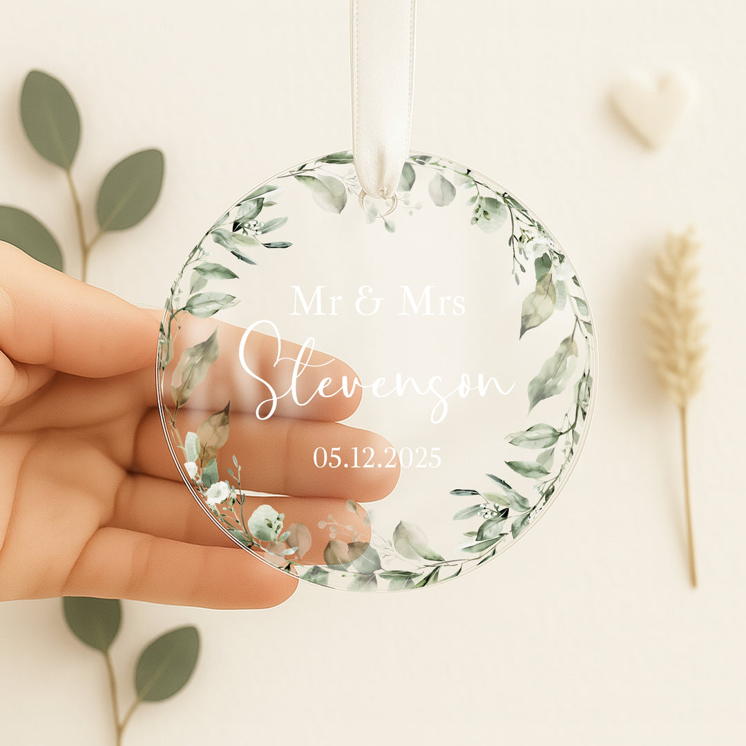 Personalised Floral Wedding Keepsake Ornament