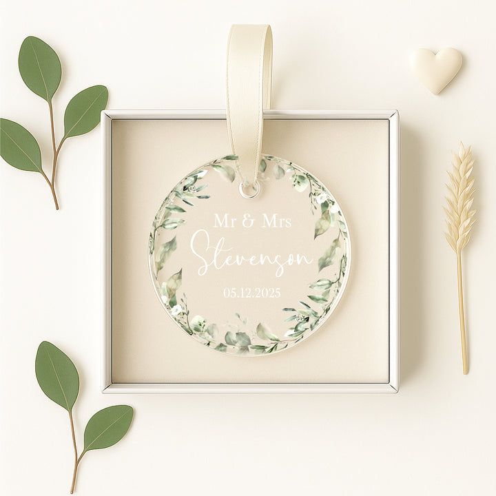 Personalised Floral Wedding Keepsake Ornament