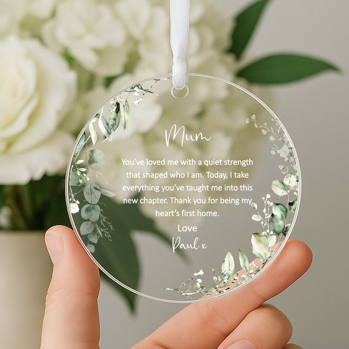 Personalised Floral Thank You Mum Wedding Day Gift Ornament
