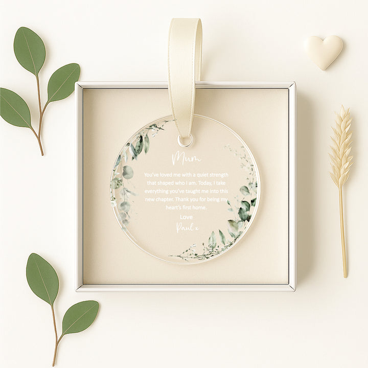 Personalised Floral Thank You Mum Wedding Day Gift Ornament
