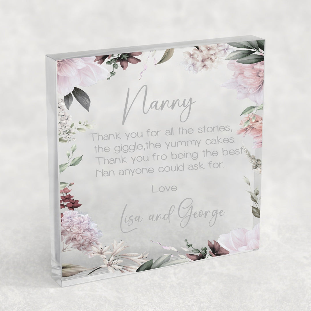 Personalised Thank You Nanny Acrylic Block