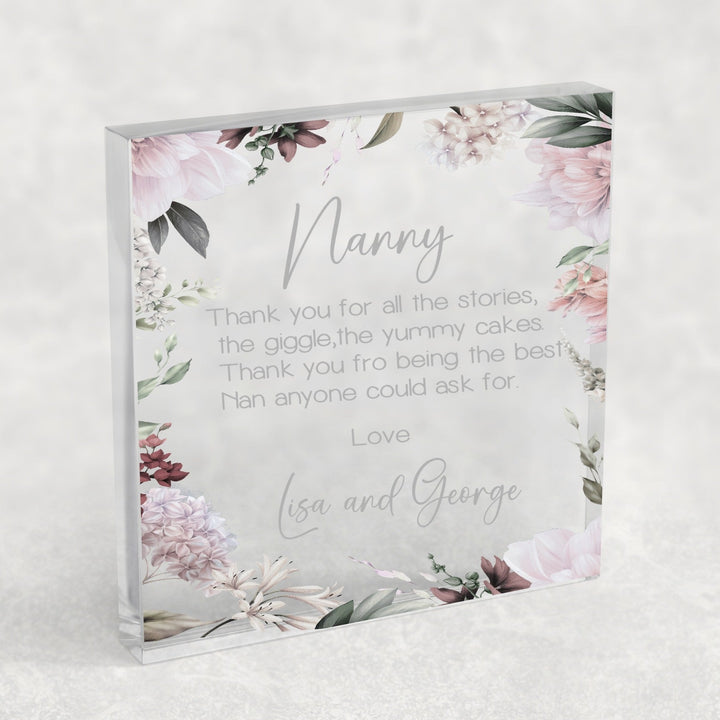 Personalised Thank You Nanny Acrylic Block