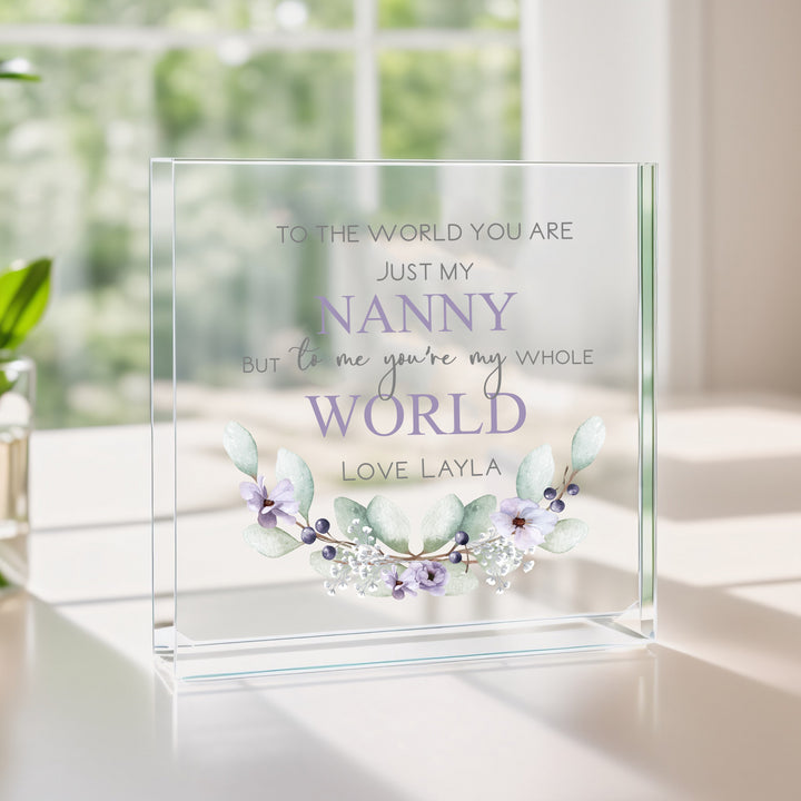 Personalised Purple Nanny You Are My World Acrylic Block