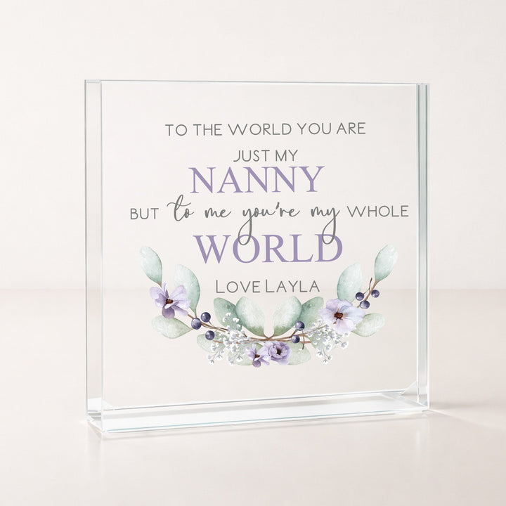 Personalised Purple Nanny You Are My World Acrylic Block