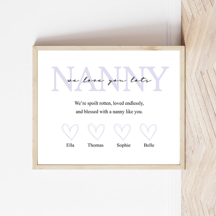 Personalised Purple Nanny We Love You Poster