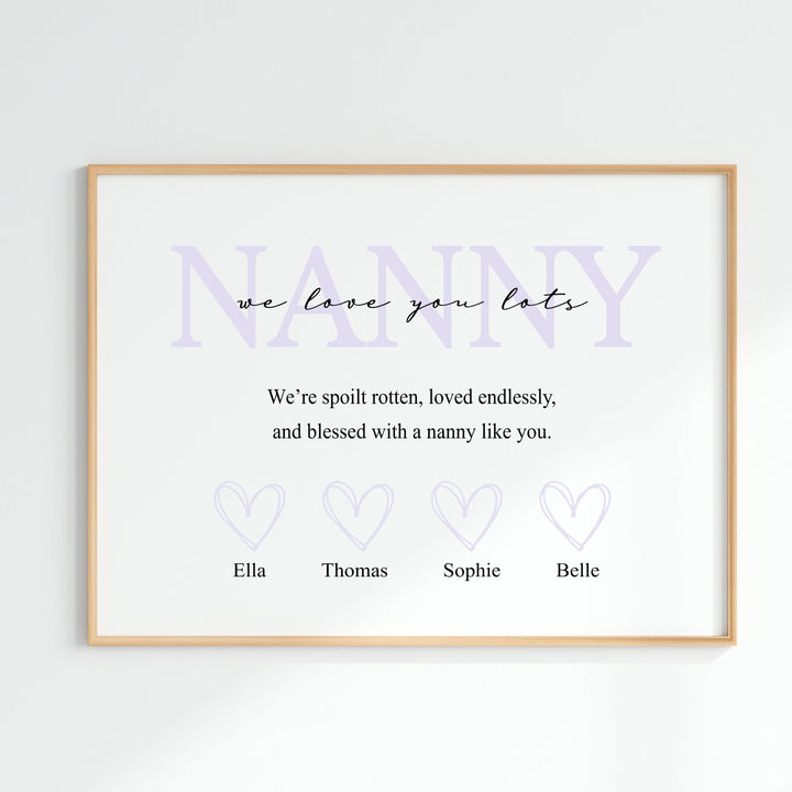 Personalised Purple Nanny We Love You Poster