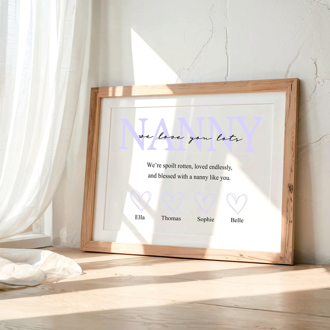 Personalised Purple Nanny We Love You Poster