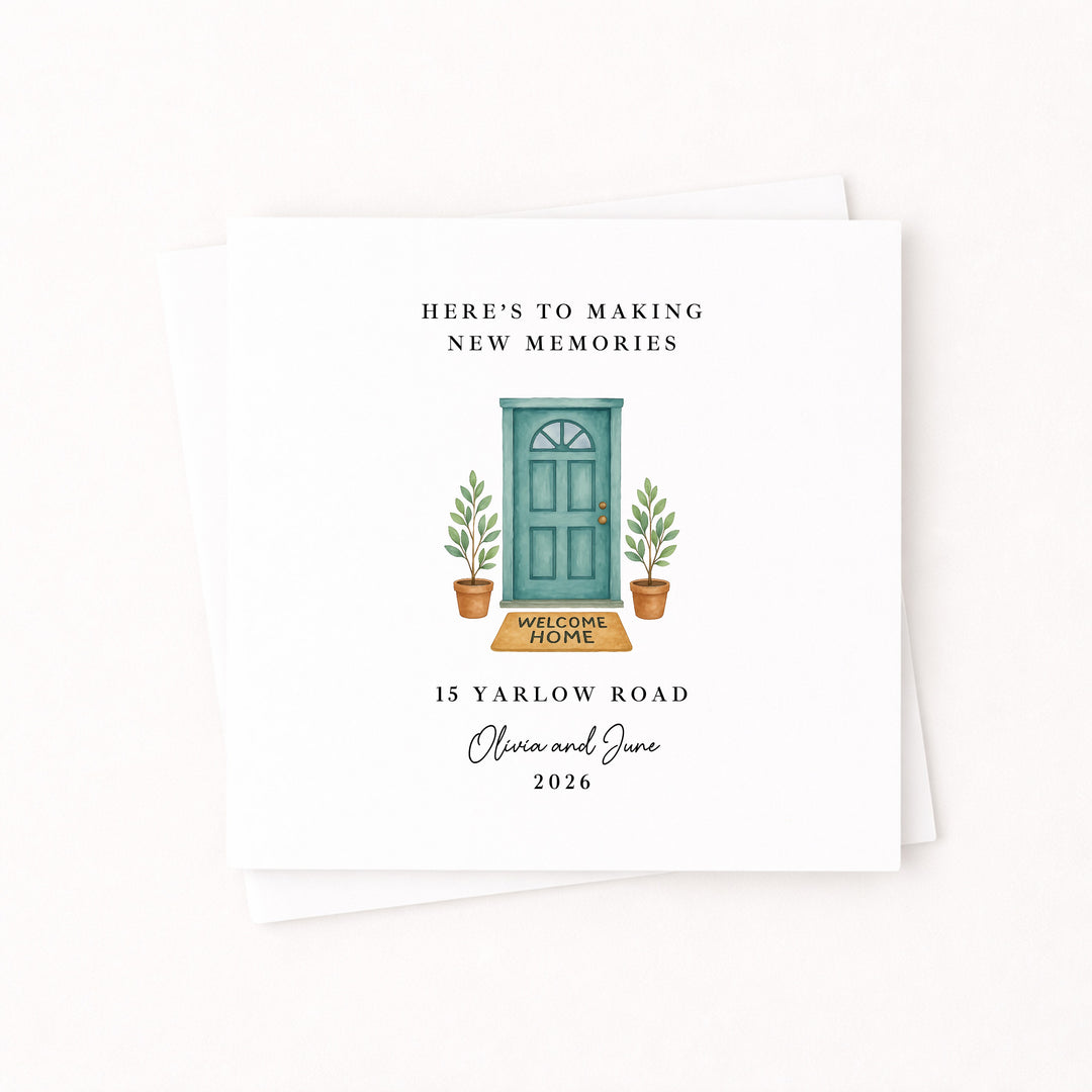 Personalised Housewarming Green Door New Home Card