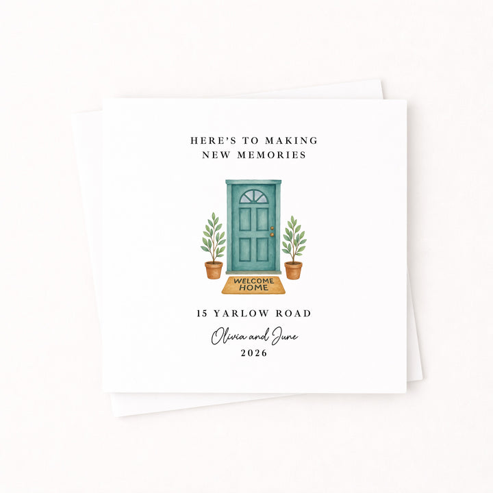 Personalised Housewarming Green Door New Home Card