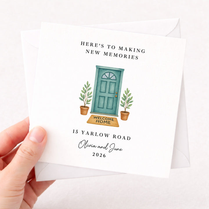 Personalised Housewarming Green Door New Home Card