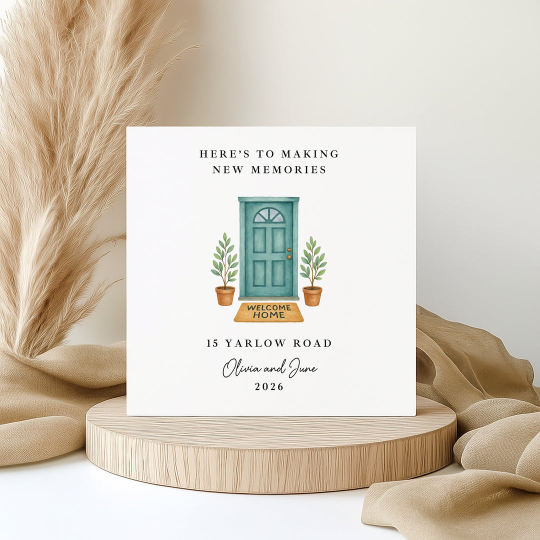 Personalised Housewarming Green Door New Home Card